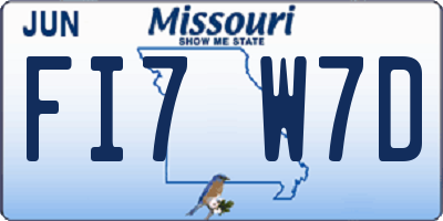 MO license plate FI7W7D