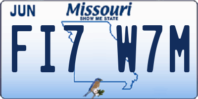 MO license plate FI7W7M