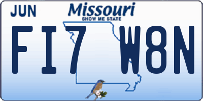 MO license plate FI7W8N