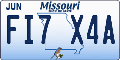 MO license plate FI7X4A