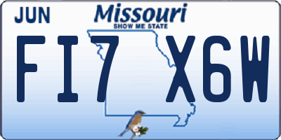 MO license plate FI7X6W