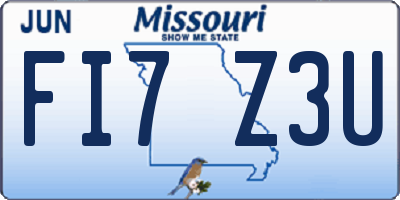 MO license plate FI7Z3U