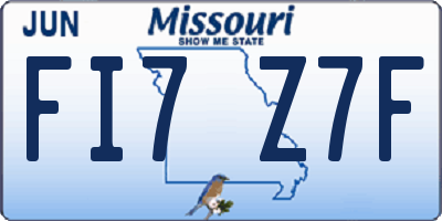 MO license plate FI7Z7F