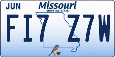 MO license plate FI7Z7W