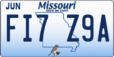 MO license plate FI7Z9A
