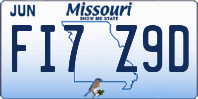 MO license plate FI7Z9D