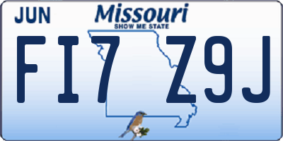 MO license plate FI7Z9J