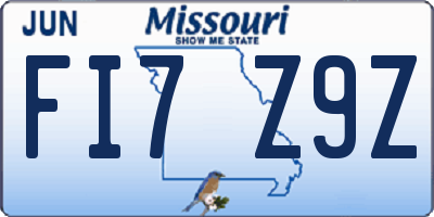 MO license plate FI7Z9Z
