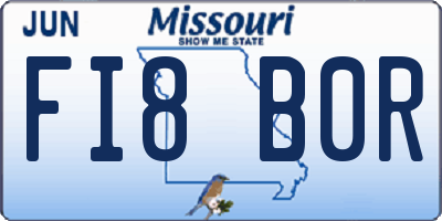 MO license plate FI8B0R