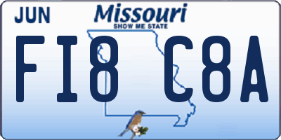 MO license plate FI8C8A