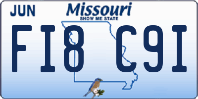MO license plate FI8C9I
