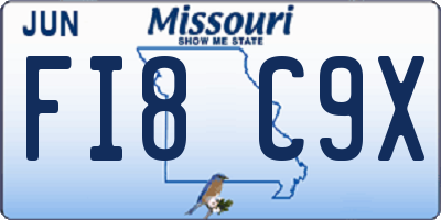 MO license plate FI8C9X