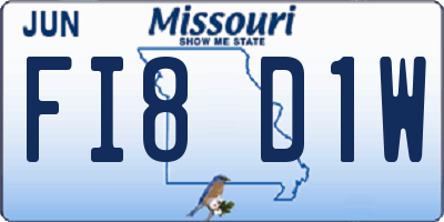 MO license plate FI8D1W