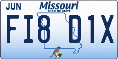 MO license plate FI8D1X