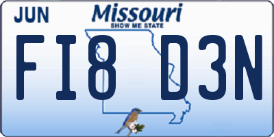MO license plate FI8D3N
