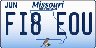 MO license plate FI8E0U