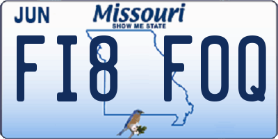 MO license plate FI8F0Q