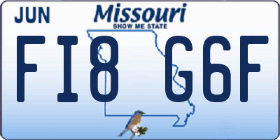 MO license plate FI8G6F