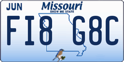 MO license plate FI8G8C