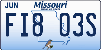 MO license plate FI8O3S