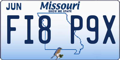 MO license plate FI8P9X