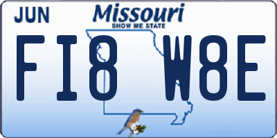 MO license plate FI8W8E