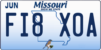 MO license plate FI8X0A