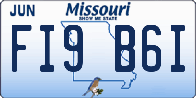 MO license plate FI9B6I