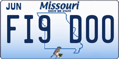 MO license plate FI9D0O