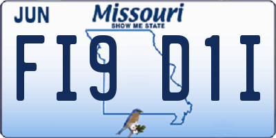 MO license plate FI9D1I