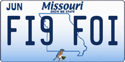 MO license plate FI9F0I