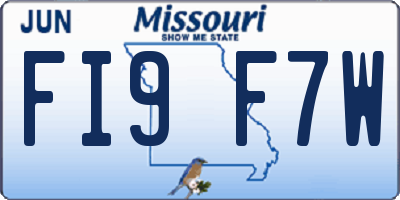MO license plate FI9F7W