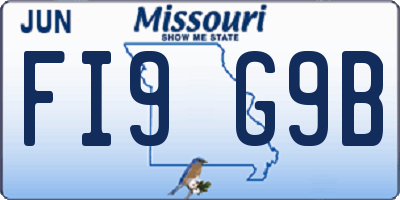 MO license plate FI9G9B