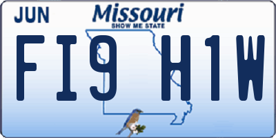 MO license plate FI9H1W