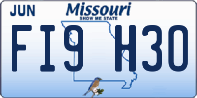 MO license plate FI9H3O