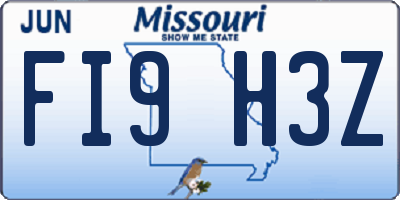 MO license plate FI9H3Z