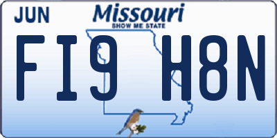 MO license plate FI9H8N