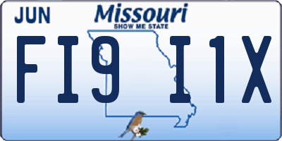 MO license plate FI9I1X