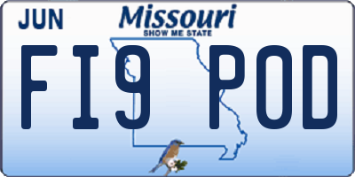 MO license plate FI9P0D