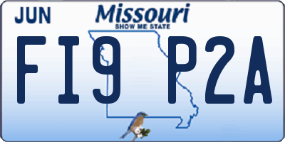 MO license plate FI9P2A