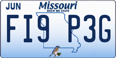 MO license plate FI9P3G