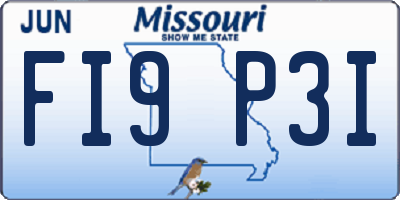 MO license plate FI9P3I