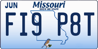 MO license plate FI9P8T