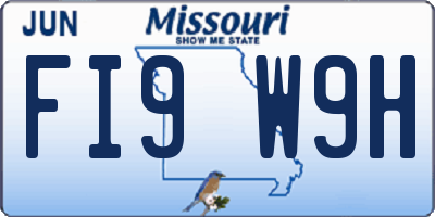 MO license plate FI9W9H