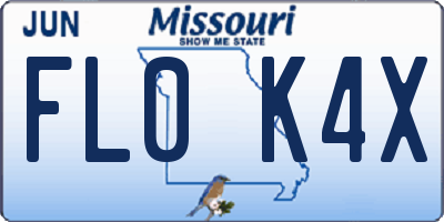 MO license plate FL0K4X