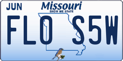 MO license plate FL0S5W