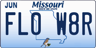 MO license plate FL0W8R