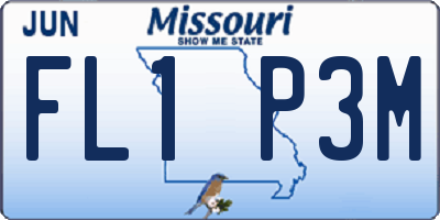 MO license plate FL1P3M