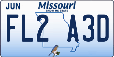 MO license plate FL2A3D