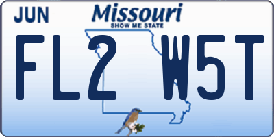 MO license plate FL2W5T